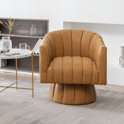 Mercer41 Mossley Faux Leather Swivel Barrel Chair & Reviews Wayfair